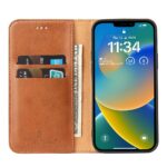 For iPhone 14 Plus Fierre Shann PU Genuine Leather Texture Leather Phone Case (Brown) - Image 3