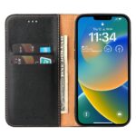 For iPhone 14 Plus Fierre Shann PU Genuine Leather Texture Leather Phone Case (Black) - Image 3