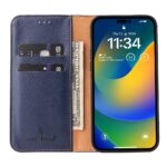 For iPhone 14 Pro Max Fierre Shann PU Genuine Leather Texture Leather Phone Case (Blue) - Image 3