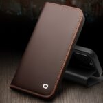 For iPhone 14 Plus QIALINO Business Horizontal Flip PU Phone Case (Brown) - Image 6