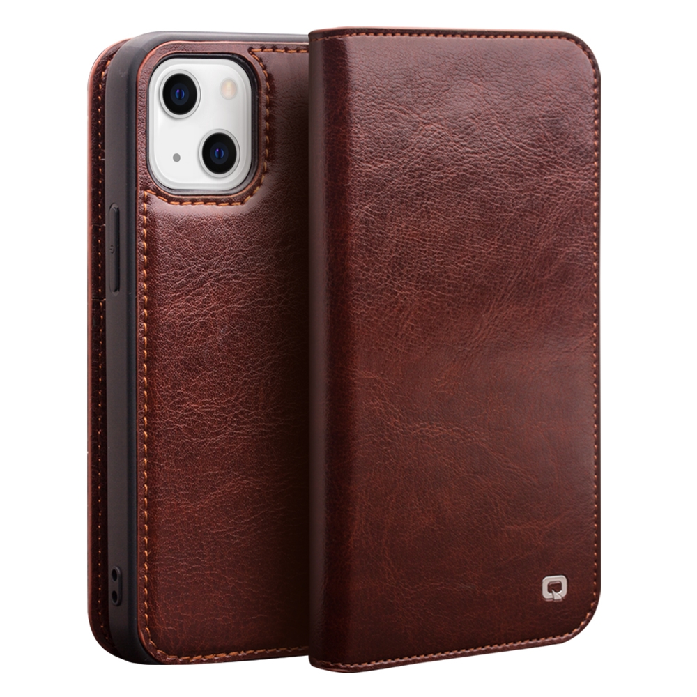 EDA003596301B.jpg For iPhone 14 QIALINO Horizontal Flip Leather Phone Case (Brown) - Image 1