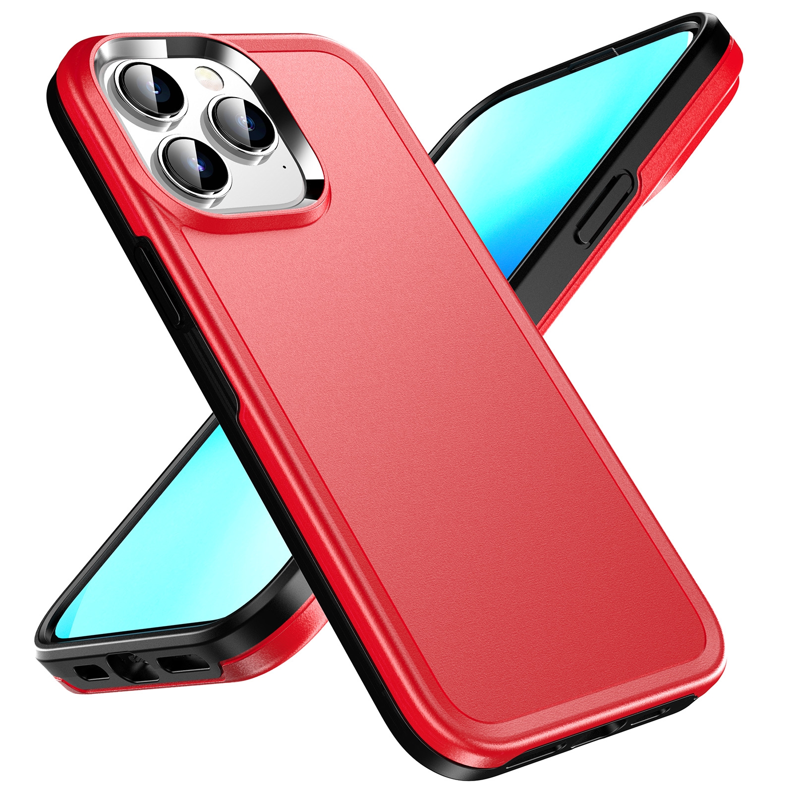 EDA003598008B.jpg For iPhone 12 Pro Max Double Solid Color Armor Phone Case(Red) - Image 1