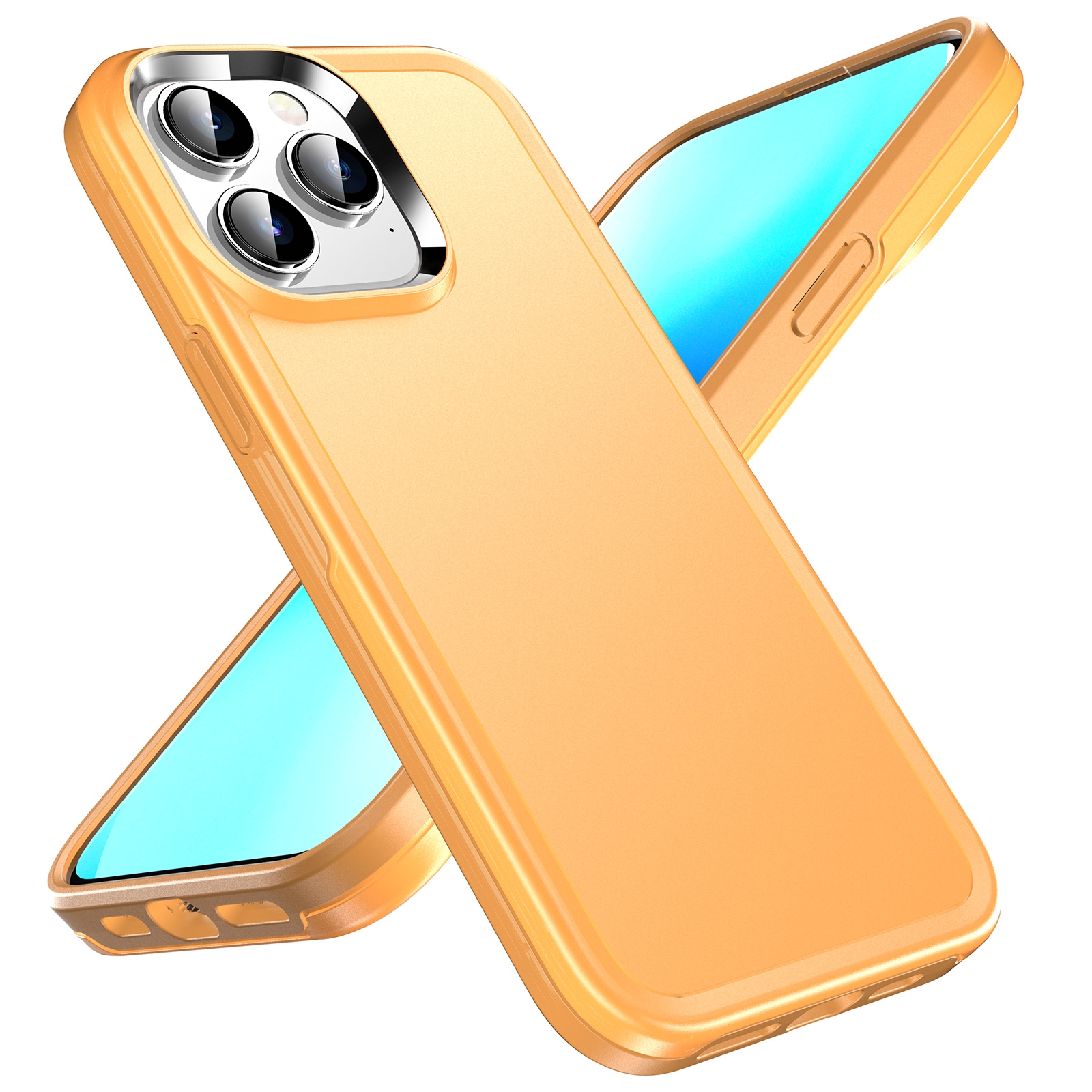 EDA003598008C.jpg For iPhone 12 Pro Max Double Solid Color Armor Phone Case(Orange) - Image 1