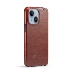 For iPhone 14 Plus Fierre Shann Oil Wax Texture Vertical Flip PU Phone Case (Brown) - Image 3