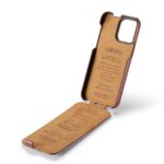 For iPhone 14 Plus Fierre Shann Oil Wax Texture Vertical Flip PU Phone Case (Brown) - Image 5
