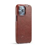 For iPhone 14 Pro Fierre Shann Oil Wax Texture Vertical Flip PU Phone Case(Brown) - Image 3