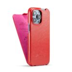 For iPhone 14 Pro Fierre Shann Oil Wax Texture Vertical Flip PU Phone Case(Red) - Image 4