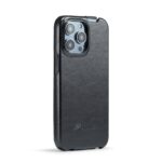 For iPhone 14 Pro Fierre Shann Oil Wax Texture Vertical Flip PU Phone Case(Black) - Image 3