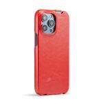 For iPhone 14 Pro Max Fierre Shann Oil Wax Texture Vertical Flip PU Phone Case (Red) - Image 3