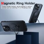For iPhone 14 Plus 3 in 1 Skin Feel MagSafe Holder Phone Case(Black) - Image 2