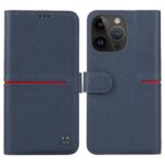 For iPhone 14 Pro Max GEBEI Top-grain Horizontal Flip Leather Phone Case(Blue)