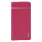 For iPhone 14 Pro Max GEBEI Top-grain Horizontal Flip Leather Phone Case(Rose Red) - Image 2