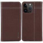 For iPhone 14 Pro Max GEBEI Top-grain Horizontal Flip Leather Phone Case(Brown)