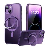 For iPhone 14 Plus 360 Rotating MagSafe Magnetic Skin Feel Phone Case(Purple)