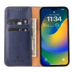 For iPhone 15 Pro Max Fierre Shann PU Genuine Leather Texture Phone Case(Blue) - Image 3