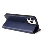 For iPhone 15 Pro Max Fierre Shann PU Genuine Leather Texture Phone Case(Blue) - Image 5