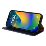 For iPhone 15 Pro Fierre Shann PU Genuine Leather Texture Phone Case(Blue) - Image 6