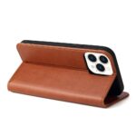 For iPhone 15 Pro Fierre Shann PU Genuine Leather Texture Phone Case(Brown) - Image 5