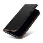 For iPhone 15 Pro Fierre Shann PU Genuine Leather Texture Phone Case(Black) - Image 2