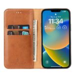 For iPhone 15 Plus Fierre Shann PU Genuine Leather Texture Phone Case(Brown) - Image 3
