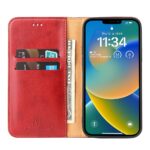For iPhone 15 Plus Fierre Shann PU Genuine Leather Texture Phone Case(Red) - Image 3