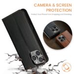 For iPhone 16 Pro Max Fierre Shann PU Genuine Leather Texture Phone Case(Black) - Image 3