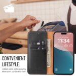 For iPhone 16 Pro Max Fierre Shann PU Genuine Leather Texture Phone Case(Black) - Image 5