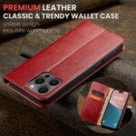 For iPhone 16 Pro Max Fierre Shann PU Genuine Leather Texture Phone Case(Red) - Image 2