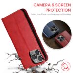 For iPhone 16 Pro Max Fierre Shann PU Genuine Leather Texture Phone Case(Red) - Image 3