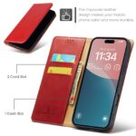 For iPhone 16 Pro Max Fierre Shann PU Genuine Leather Texture Phone Case(Red) - Image 4
