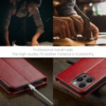 For iPhone 16 Pro Max Fierre Shann PU Genuine Leather Texture Phone Case(Red) - Image 7