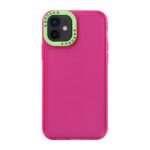 For iPhone 11 Color Contrast Lens Frame Transparent TPU Phone Case(Rose Red + Green)