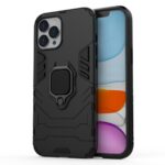 For iPhone 12 Pro Max Shockproof PC + TPU Protective Case with Magnetic Ring Holder(Black)