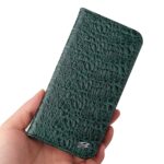 For iPhone 15 Pro Max Fierre Shann Crocodile Texture Magnetic Genuine Leather Phone Case(Green) - Image 2