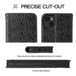 For iPhone 15 Fierre Shann Crocodile Texture Magnetic Genuine Leather Phone Case(Black) - Image 3