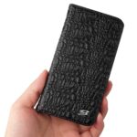 For iPhone 14 Plus Fierre Shann Crocodile Texture Magnetic Genuine Leather Phone Case(Black) - Image 2