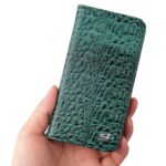 For iPhone 14 Fierre Shann Crocodile Texture Magnetic Genuine Leather Phone Case(Green) - Image 2
