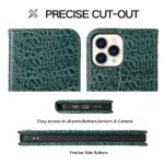 For iPhone 14 Pro Max Fierre Shann Crocodile Texture Magnetic Genuine Leather Phone Case(Green) - Image 3