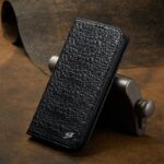 For iPhone 16 Pro Max Fierre Shann Crocodile Texture Magnetic Genuine Leather Phone Case(Black) - Image 2