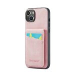 For iPhone 15 Fierre Shann Crazy Horse Card Holder Back Cover PU Phone Case(Pink) - Image 2