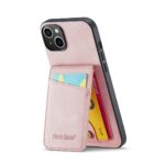 For iPhone 15 Fierre Shann Crazy Horse Card Holder Back Cover PU Phone Case(Pink) - Image 4