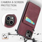 For iPhone 15 Fierre Shann Crazy Horse Card Holder Back Cover PU Phone Case(Wine Red) - Image 6
