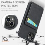 For iPhone 15 Fierre Shann Crazy Horse Card Holder Back Cover PU Phone Case(Black) - Image 6