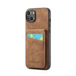 For iPhone 15 Fierre Shann Crazy Horse Card Holder Back Cover PU Phone Case(Brown) - Image 2
