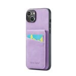 For iPhone 15 Fierre Shann Crazy Horse Card Holder Back Cover PU Phone Case(Purple) - Image 2