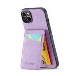 For iPhone 15 Fierre Shann Crazy Horse Card Holder Back Cover PU Phone Case(Purple) - Image 4