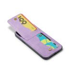 For iPhone 15 Fierre Shann Crazy Horse Card Holder Back Cover PU Phone Case(Purple) - Image 5