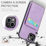 For iPhone 15 Fierre Shann Crazy Horse Card Holder Back Cover PU Phone Case(Purple) - Image 6