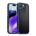 For iPhone 15 Pro iPAKY MG Series Carbon Fiber PC + TPU Protective Phone Case(Blue)