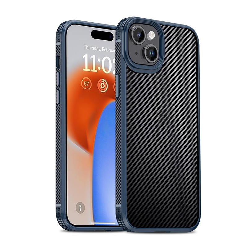 EDA005287103B.jpg For iPhone 15 Plus iPAKY MG Series Carbon Fiber PC + TPU Protective Phone Case(Blue) - Image 1